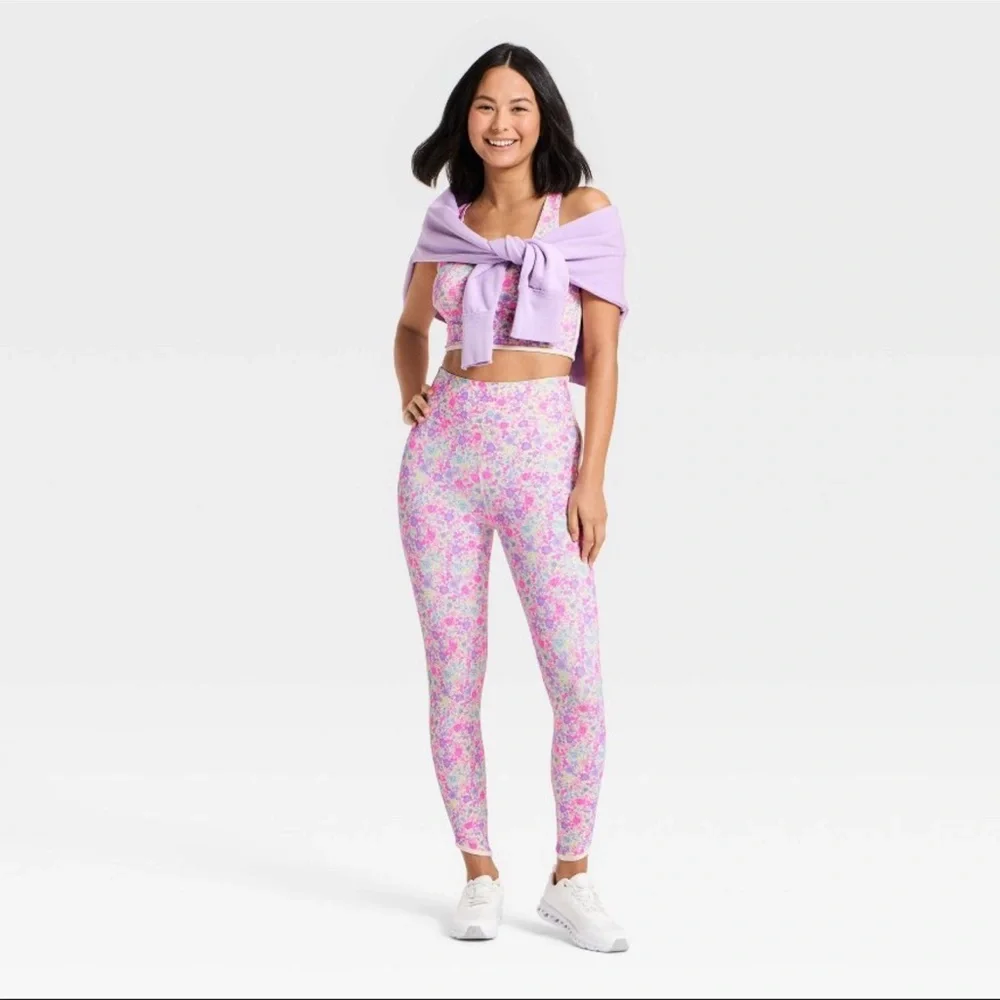 JoyLab™ Women's Floral Print High-Rise Piped Leggings - Pink M, L & XXL - Picture 3 of 16